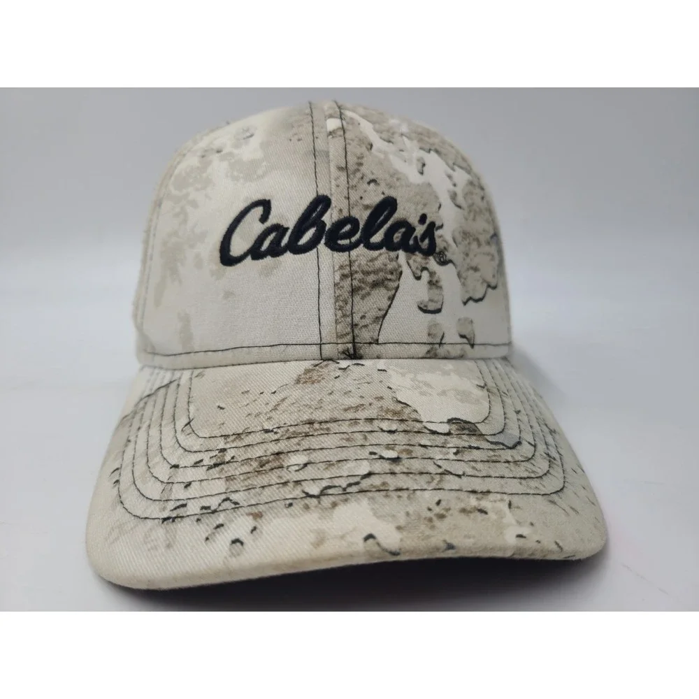 Cabelas Tundra Camo Snapback Hat Cap‎ Snow Outdoors Winter Men Women White Gray
